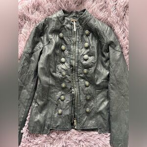 Unique leather jacket with stylish buttons